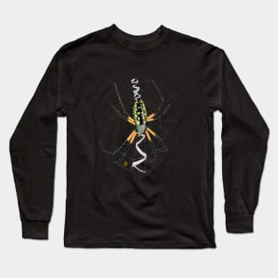 Black and Yellow Garden Spider on Web Long Sleeve T-Shirt